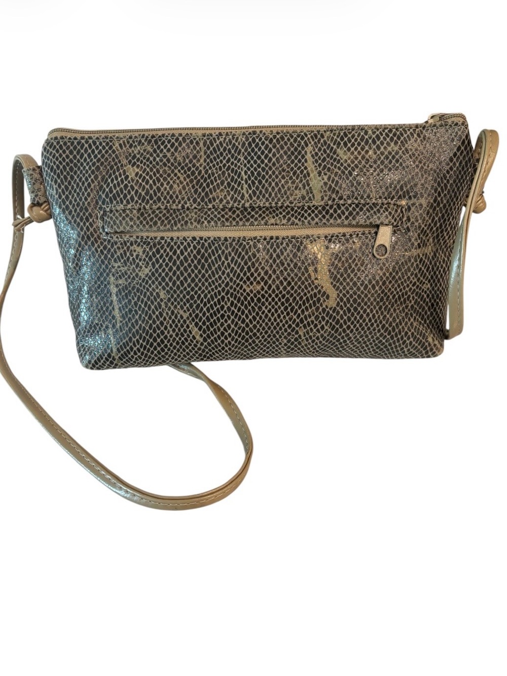 VintageBags By Pinky Miami Leather Crossbody Bag in Metallic Taupe/light green - Picture 2 of 5
